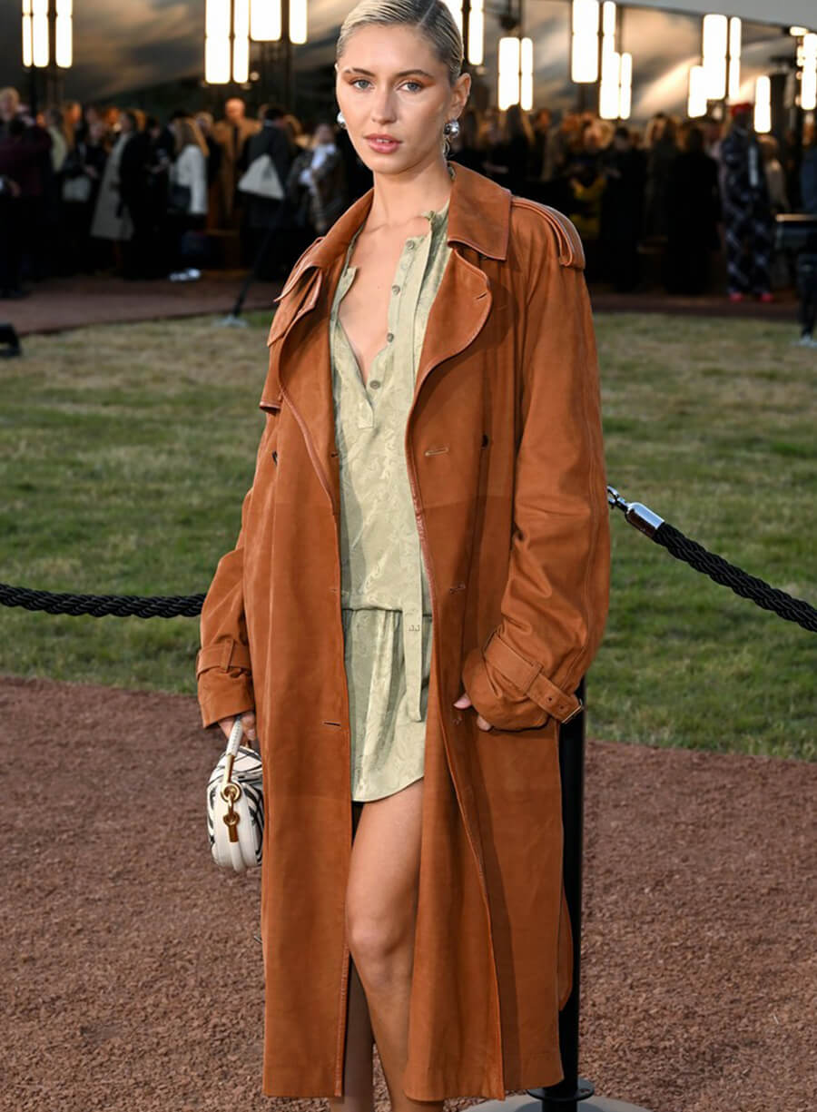 Iris Law Burberry Summer 2026 Show Suede Trench Coat