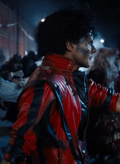 Jaafar Jackson Michael 2026 Leather Red Jacket