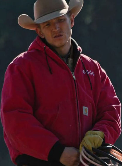 Jefferson White Yellowstone Red Hooded Jacket