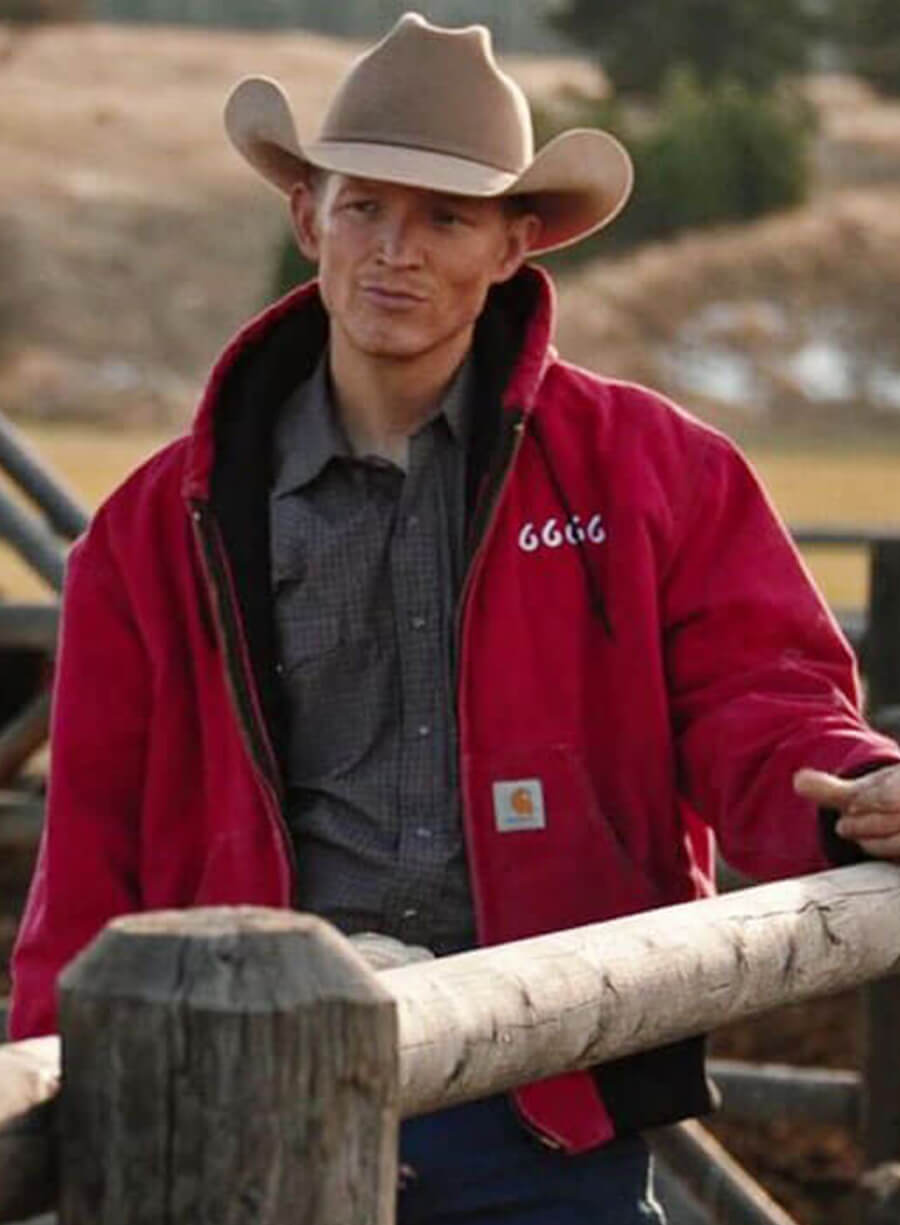 Jefferson White Yellowstone Red Hooded Jacket