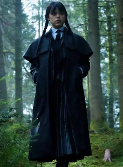 Jenna Ortega Wednesday Black Coat