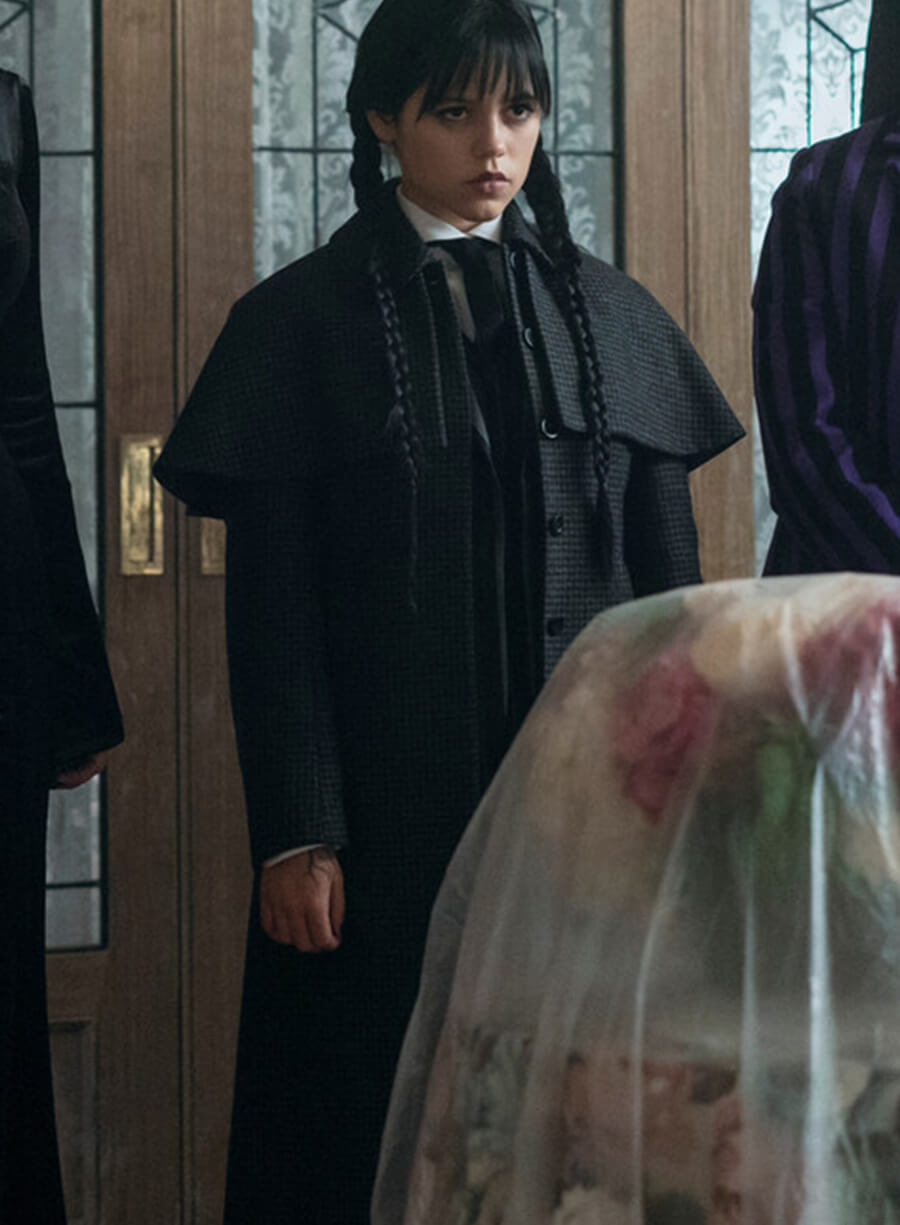 Jenna Ortega Wednesday Black Coat
