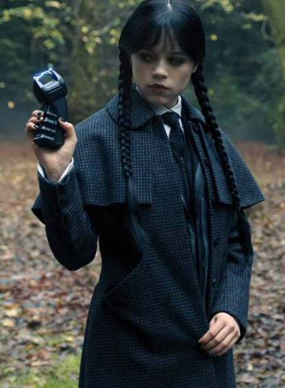 Jenna Ortega Wednesday Black Coat