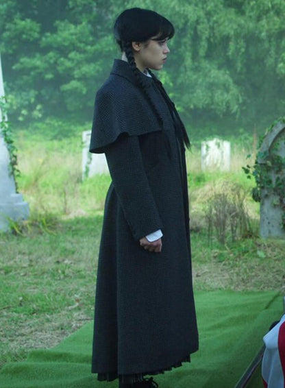 Jenna Ortega Wednesday Black Coat