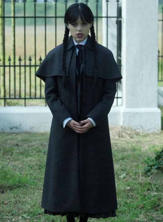 Jenna Ortega Wednesday Black Coat
