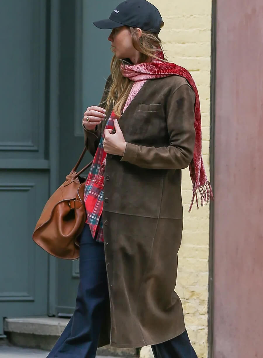 Jennifer Lawrence 2026 Suede Coat