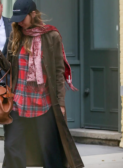 Jennifer Lawrence 2026 Suede Coat