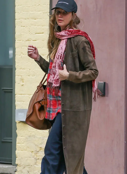 Jennifer Lawrence 2026 Suede Coat