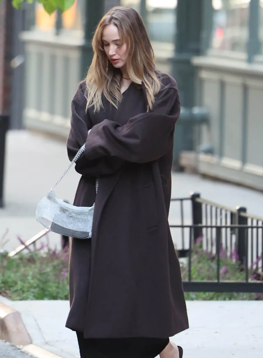 Jennifer Lawrence Street Style 2026 Brown Coat