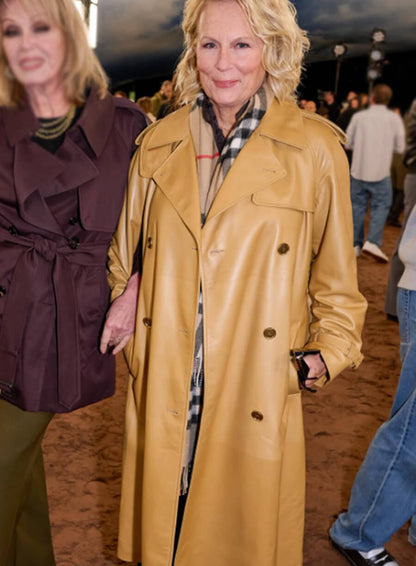 Jennifer Saunders London Fashion Week Trench Coat