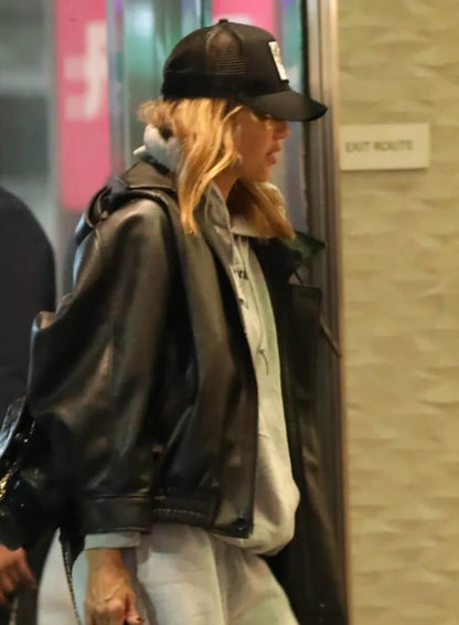 Jessica Alba LA Airport Leather Jacket