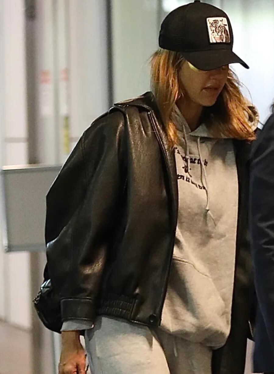 Jessica Alba LA Airport Leather Jacket