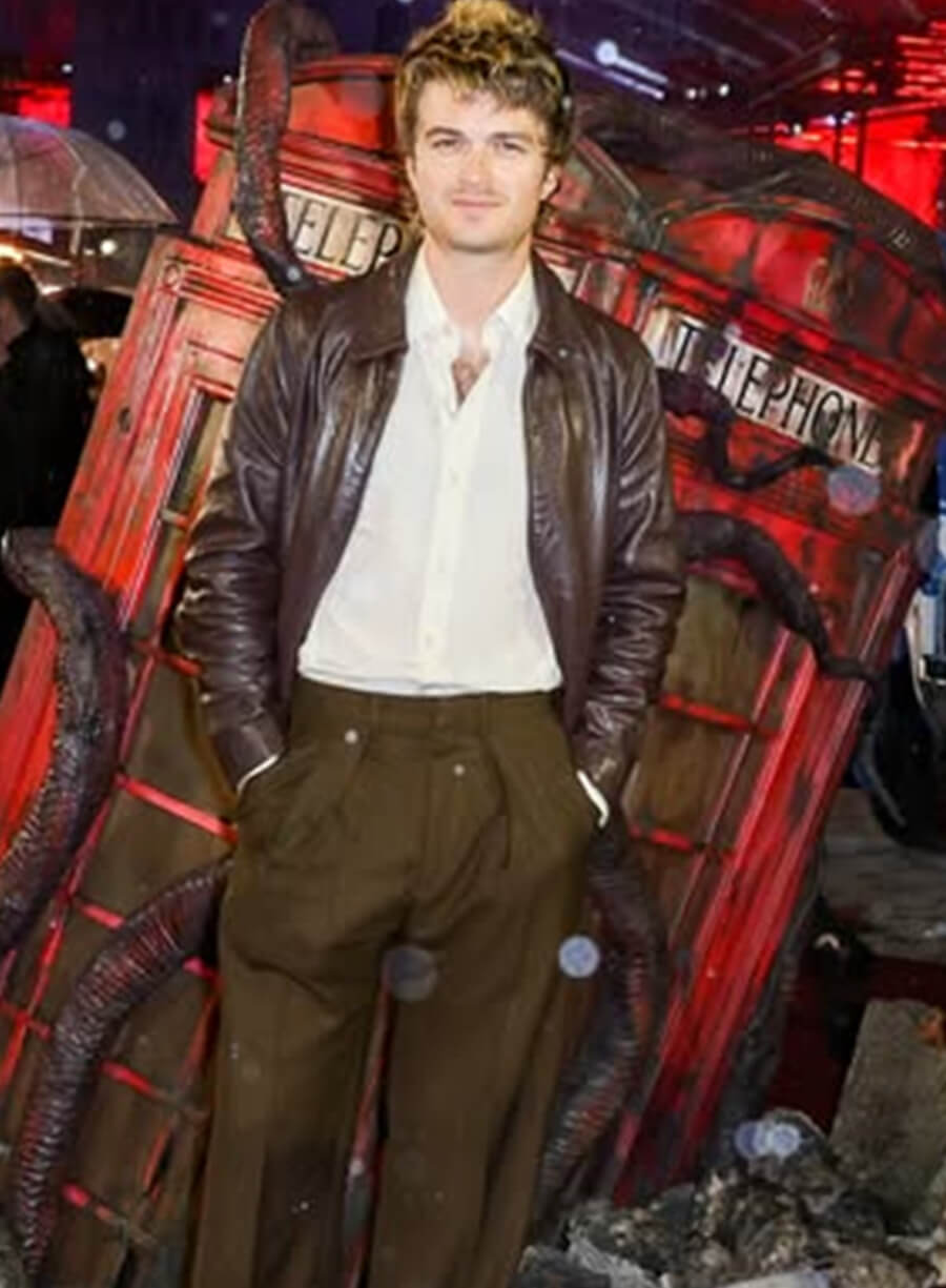 Joe Keery Stranger Things Season 5 Brown Leather Jacket