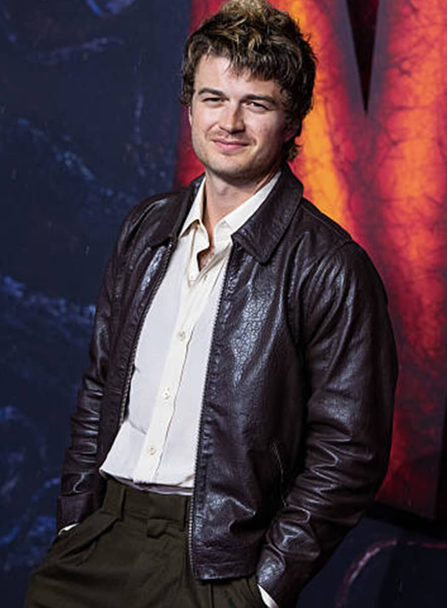 Joe Keery Stranger Things Season 5 Brown Leather Jacket