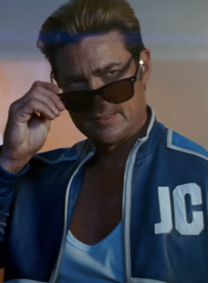 Johnny Cage Mortal Kombat II 2025 Blue Leather Jacket