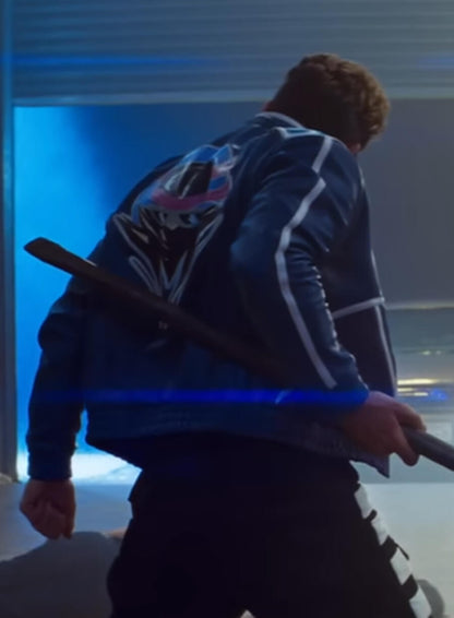 Johnny Cage Mortal Kombat II 2025 Blue Leather Jacket