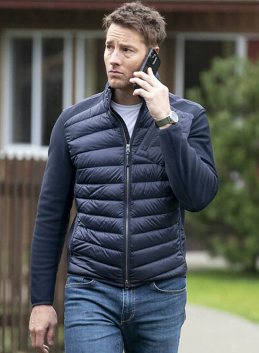 Justin Hartley Tracker S01 Blue Puffer Jacket