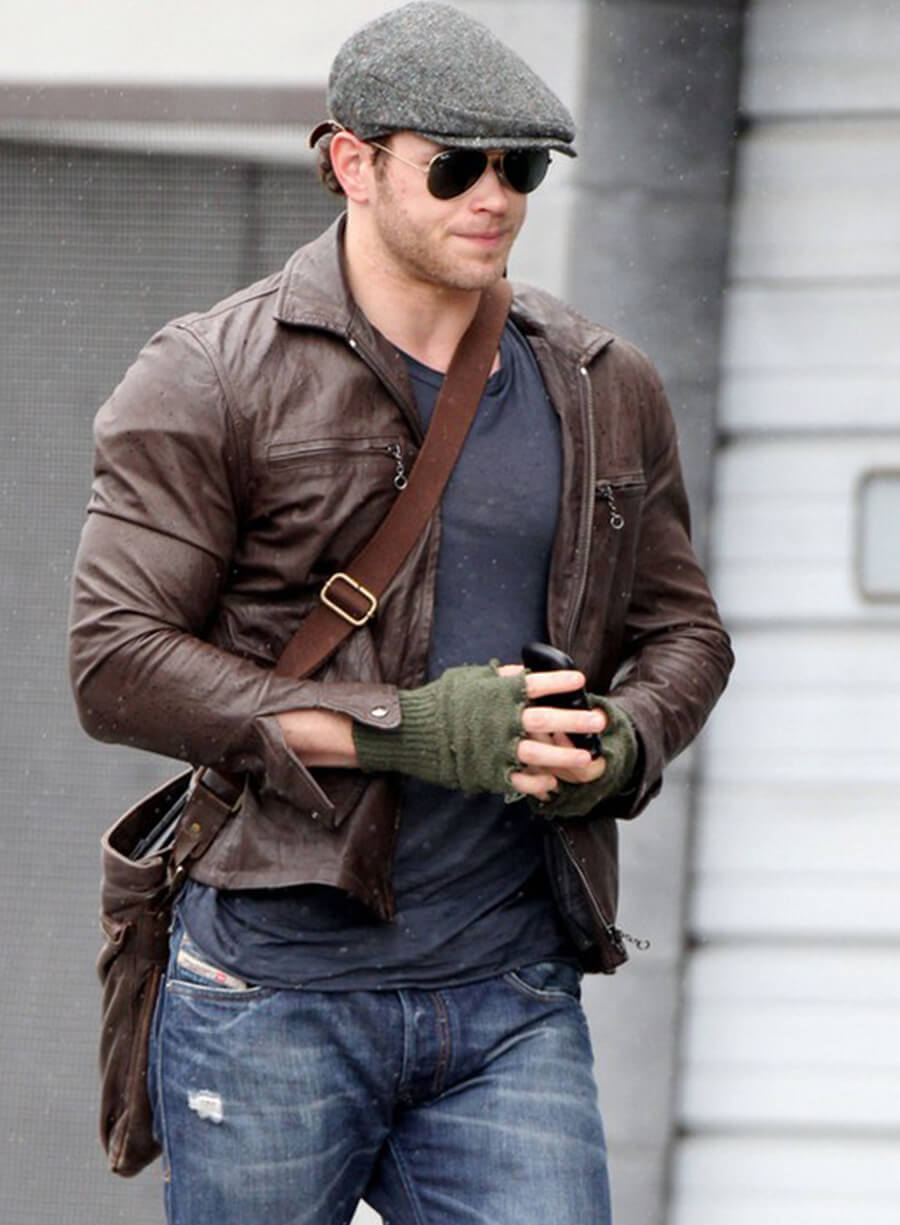 Kellan Lutz Brown Leather Jacket