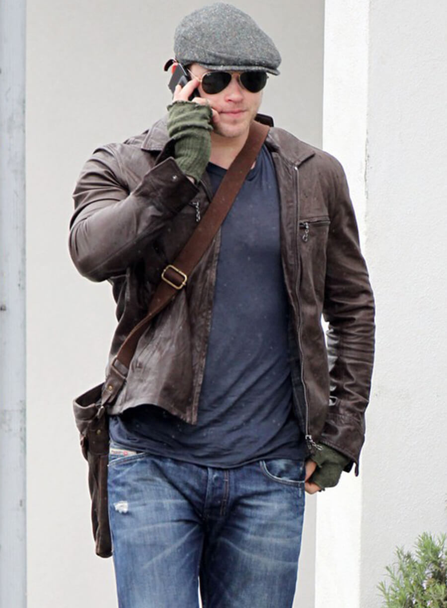 Kellan Lutz Brown Leather Jacket