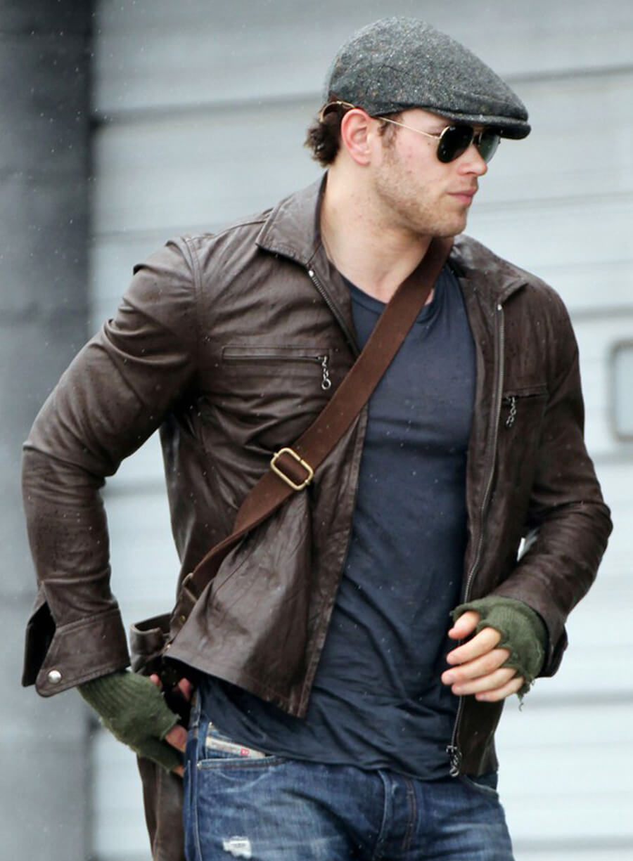 Kellan Lutz Brown Leather Jacket