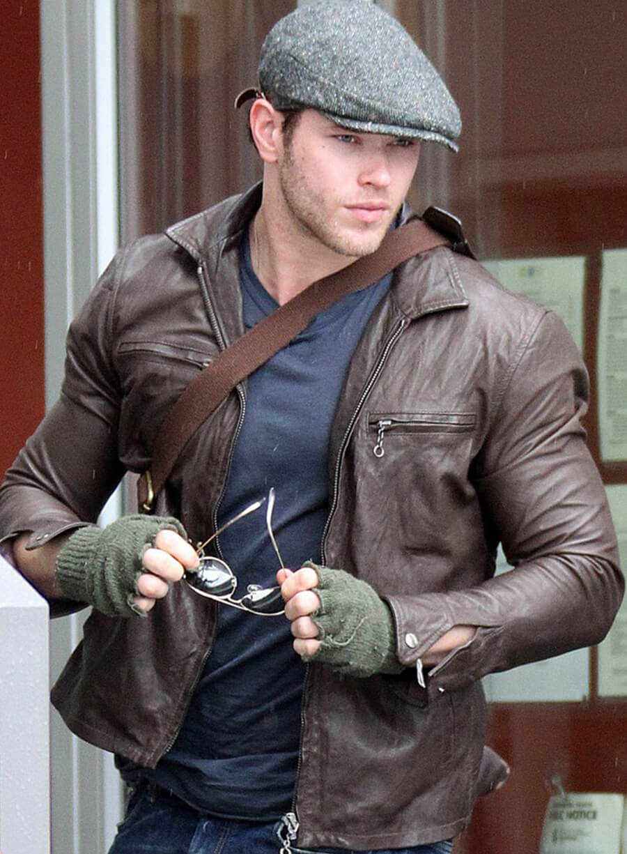 Kellan Lutz Brown Leather Jacket