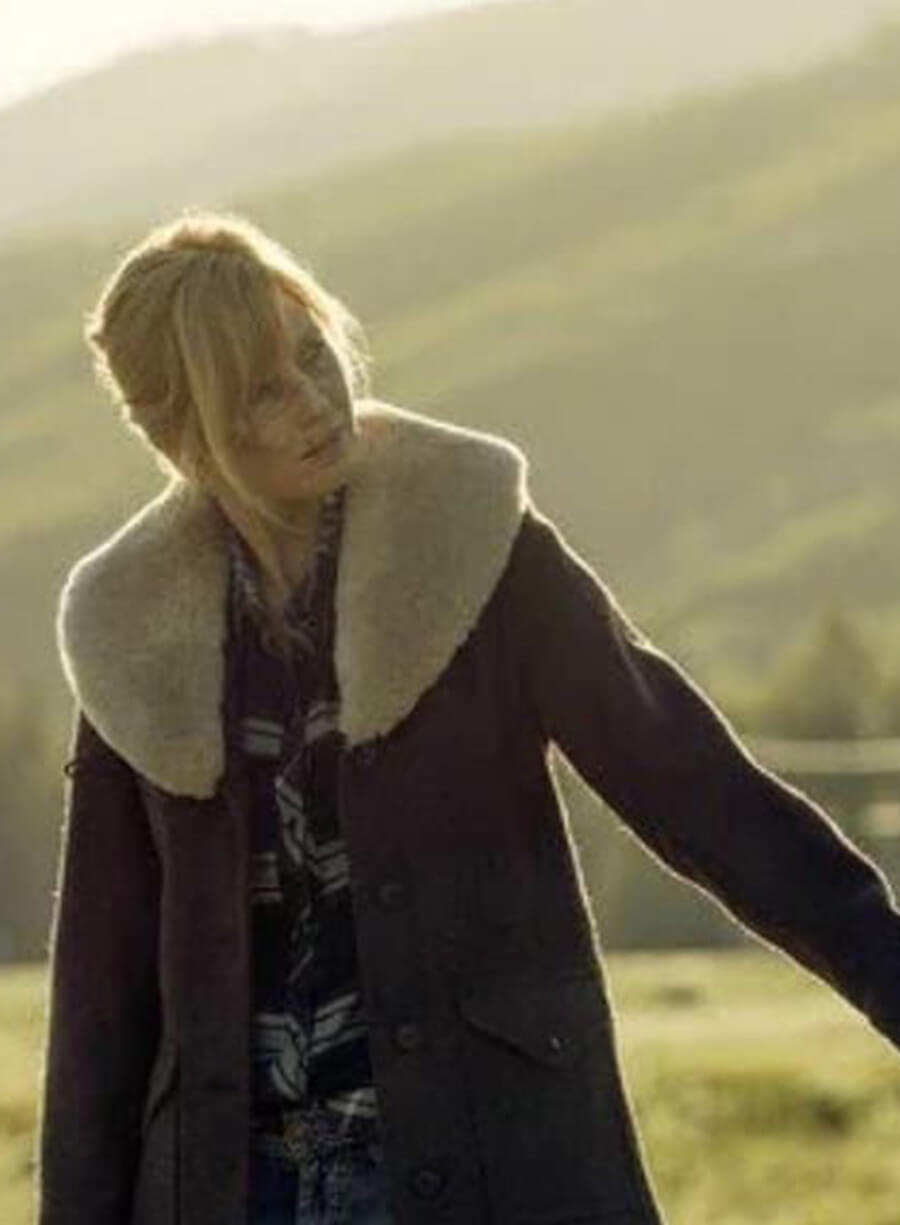 Kelly Reilly Yellowstone Shearling Wool Coat