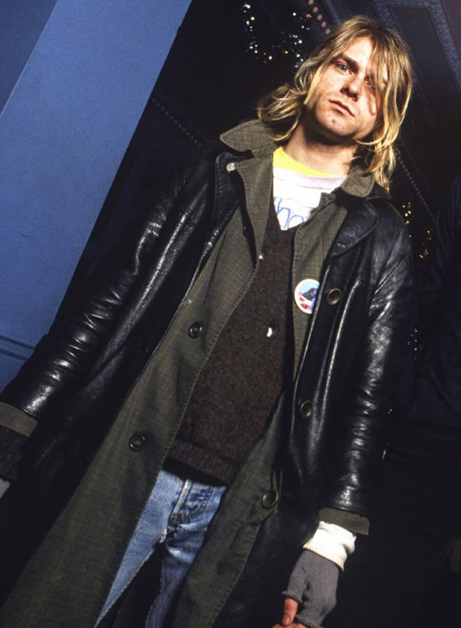 Kurt Cobain Black Leather Coat