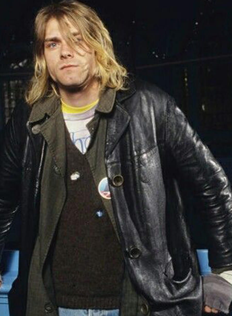 Kurt Cobain Black Leather Coat