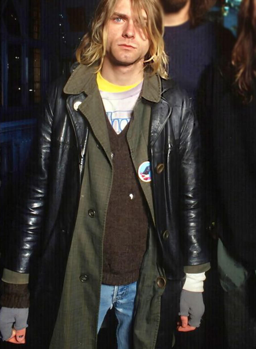 Kurt Cobain Black Leather Coat