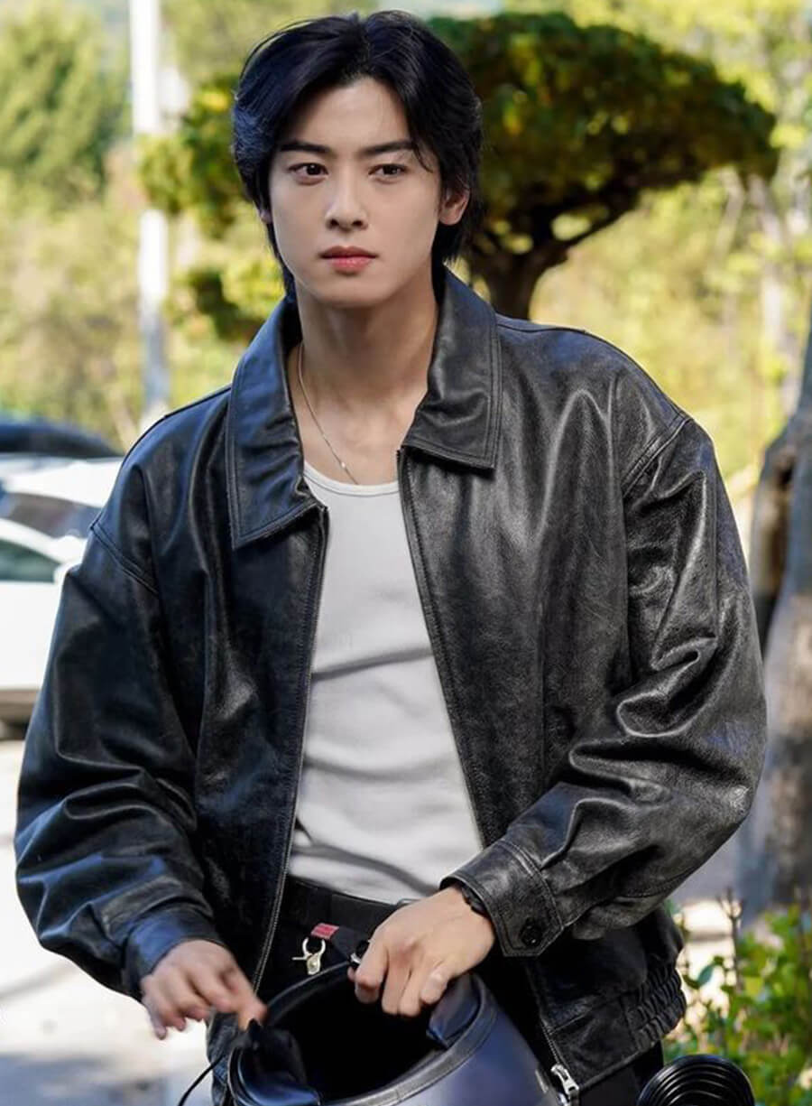 Kwon Seon-yul Wonderful World Black Leather Jacket