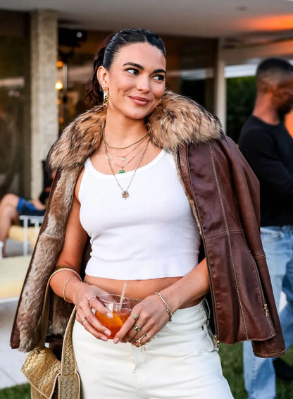 Kyra Santoro Brown Leather Jacket