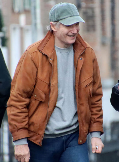 Liam Neeson 4 Kids Walk Into a Bank 2026 Suede Jacket