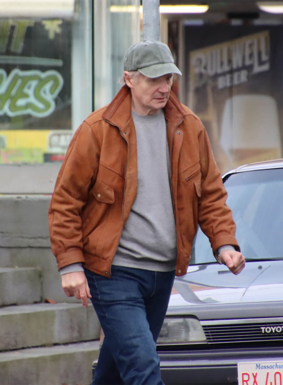 Liam Neeson 4 Kids Walk Into a Bank 2026 Suede Jacket