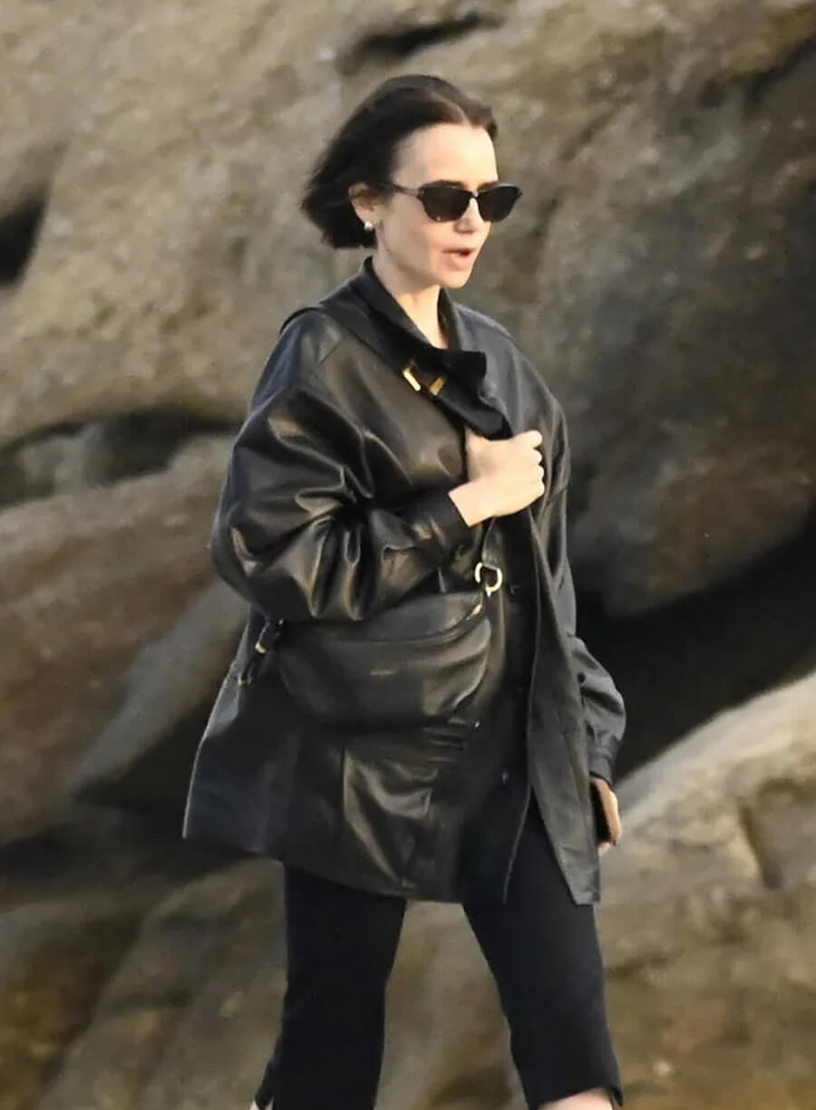 Lily Collins Emily in Paris S06 Leather Blazer