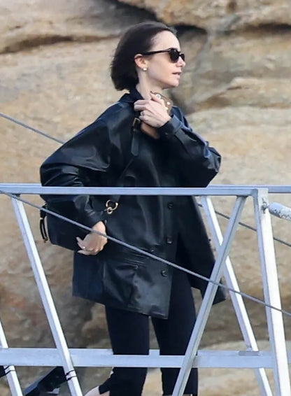 Lily Collins Emily in Paris S06 Leather Blazer