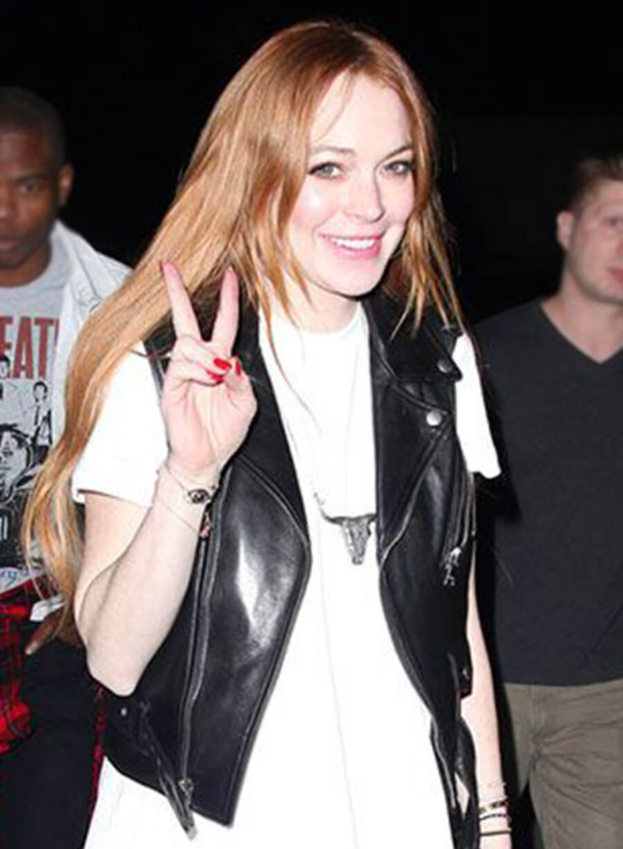 Lindsay Lohan Coachella Valley Music Leather Vest