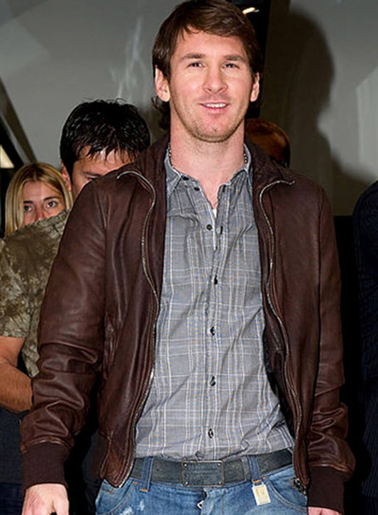 Lionel Messi Brown Leather Jacket