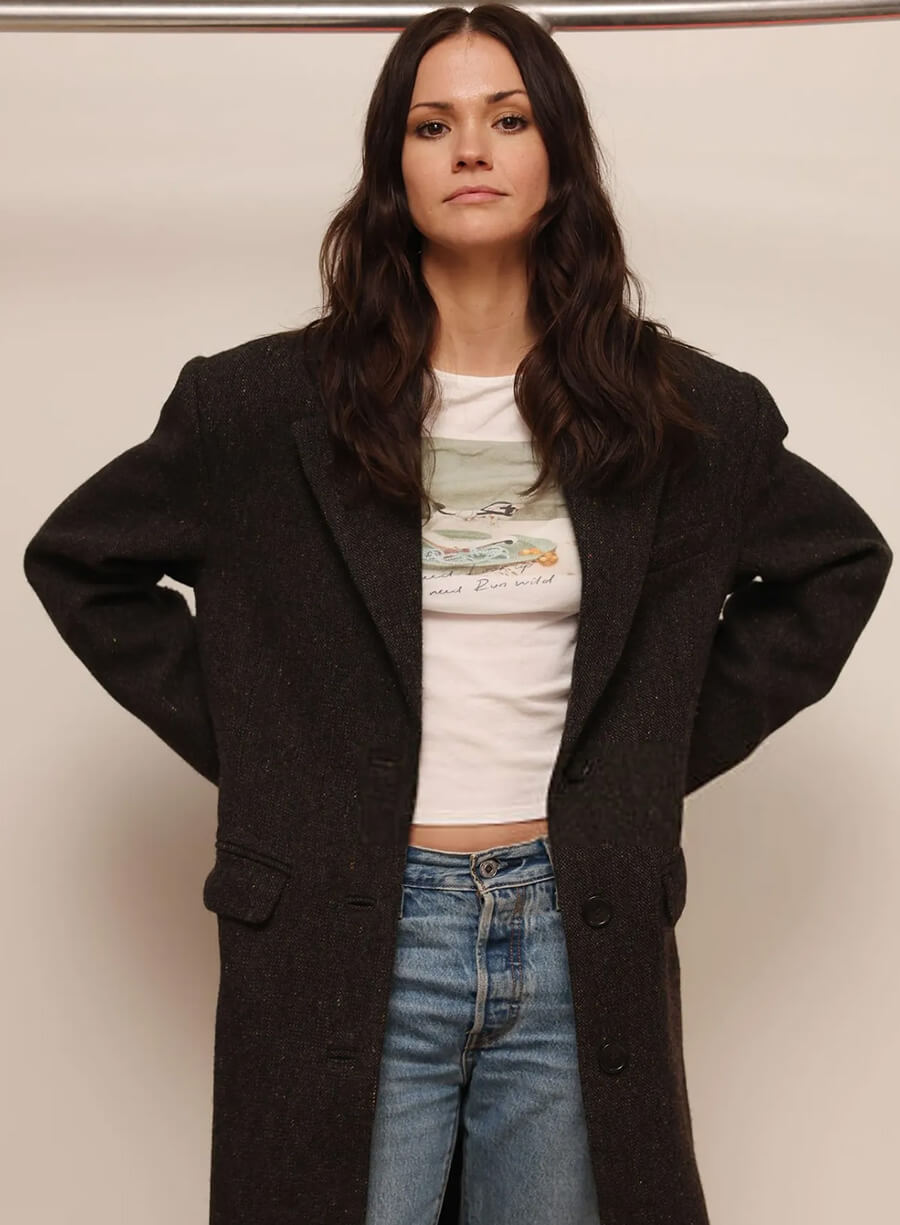 Maia Mitchell Denim After Dark Event Long Coat