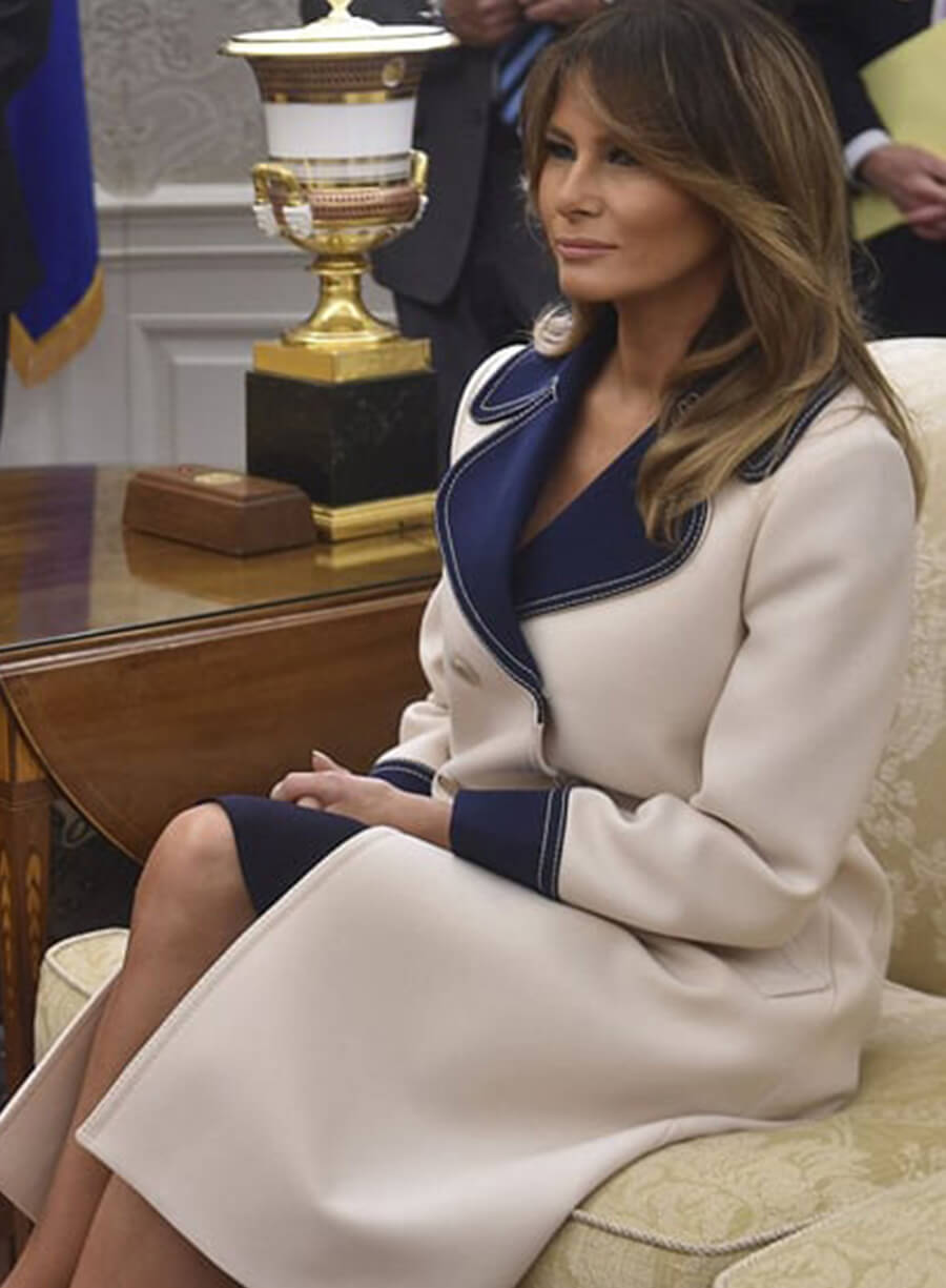 Melania Trump White Wool Coat