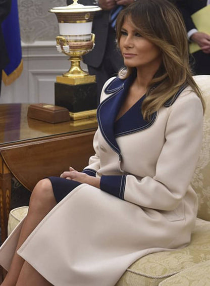 Melania Trump White Wool Coat