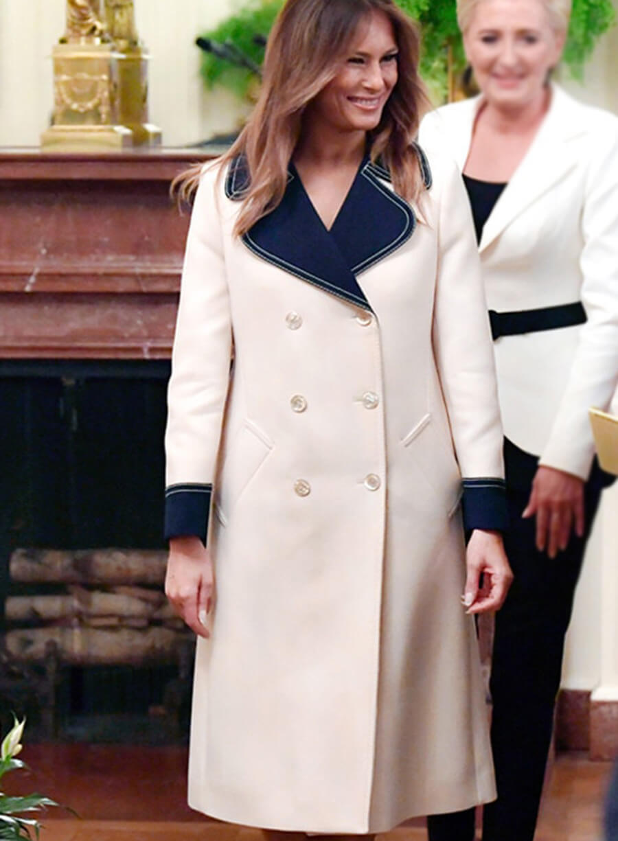 Melania Trump White Wool Coat