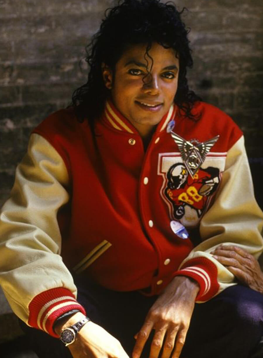 Michael Jackson Red And White Varsity Jacket