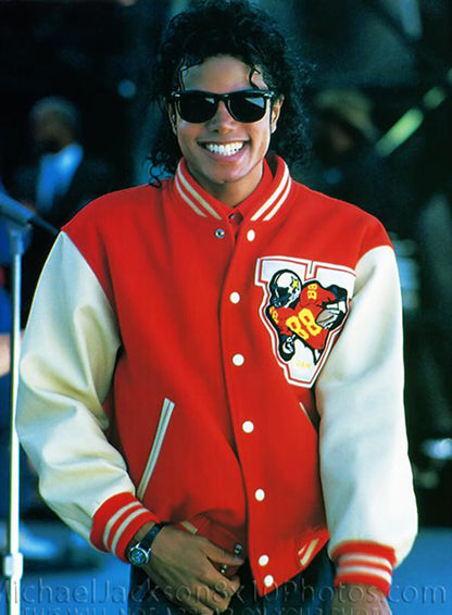 Michael Jackson Red And White Varsity Jacket