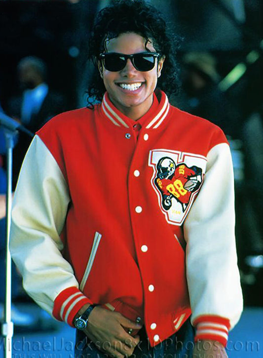 Michael Jackson Red And White Varsity Jacket