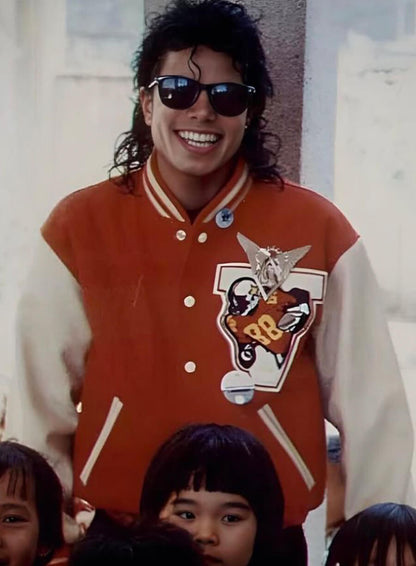 Michael Jackson Red And White Varsity Jacket