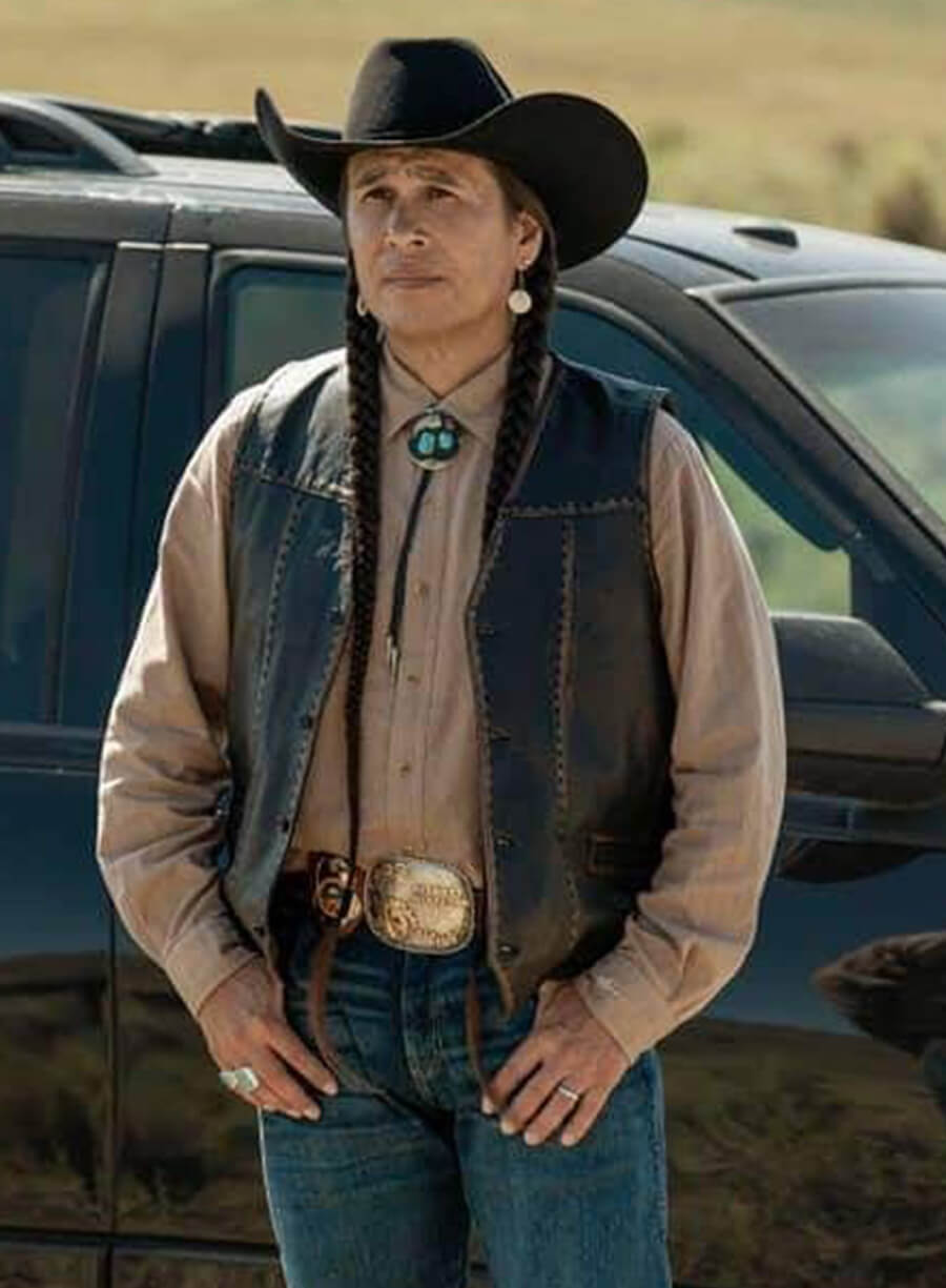 Moses Brings Plenty Yellowstone Leather Vest