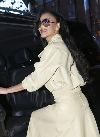 Nicole Scherzinger Leather Bomber Jacket