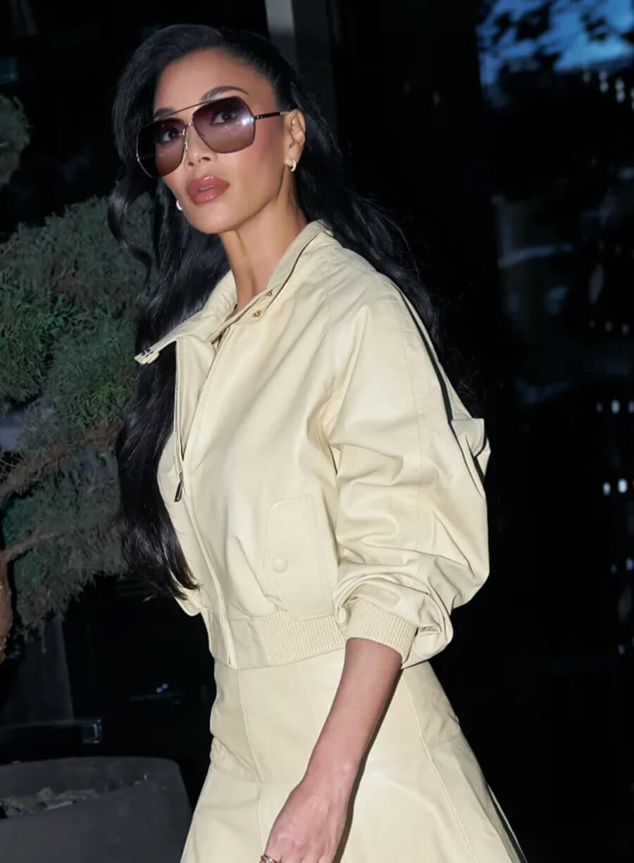 Nicole Scherzinger Leather Bomber Jacket