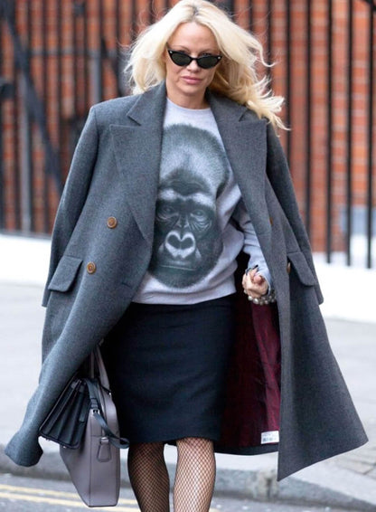 Pamela Anderson Grey Wool Coat