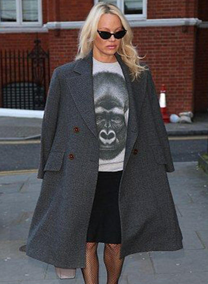 Pamela Anderson Grey Wool Coat